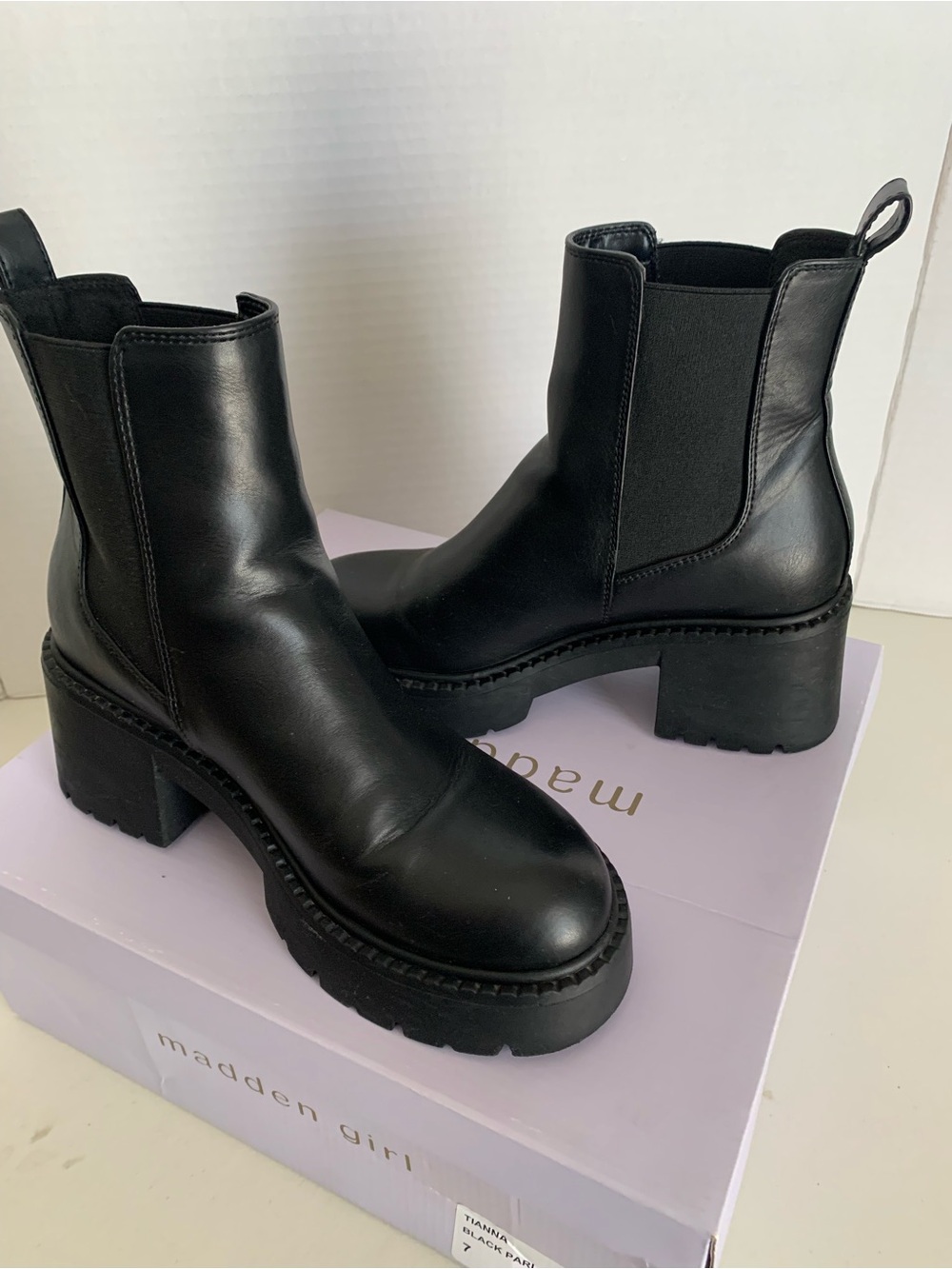 Madden Girl Black Chunky Platform Chelsea Boots